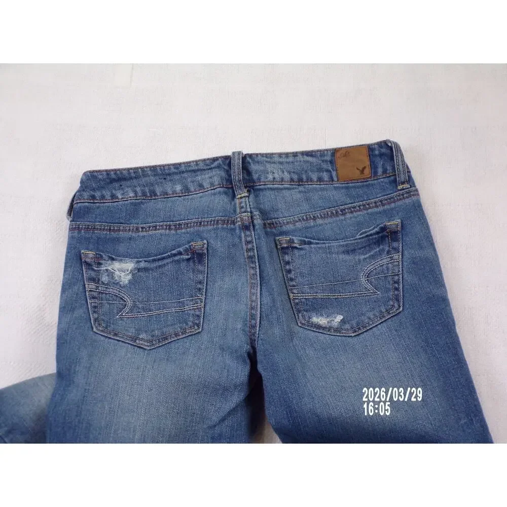 American Eagle VINTAGE FLARE Jeans Size 2 Reg Low Rise Y2K Distressed 2010 Retro - Picture 3 of 16